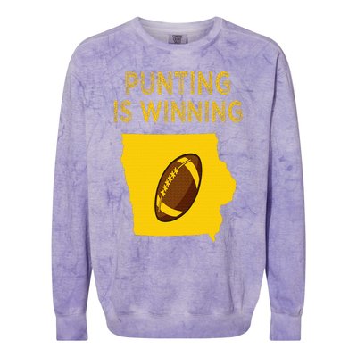 punting is winning iowa I cheer For The Punter Colorblast Crewneck Sweatshirt