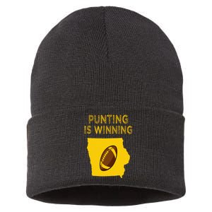 punting is winning iowa I cheer For The Punter Sustainable Knit Beanie