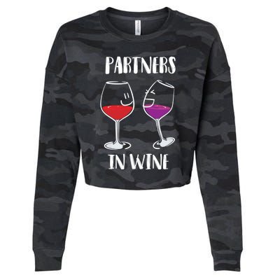 Partners In Wine Cool Wine Ers Gift Cropped Pullover Crew