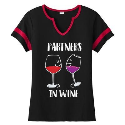 Partners In Wine Cool Wine Ers Gift Ladies Halftime Notch Neck Tee