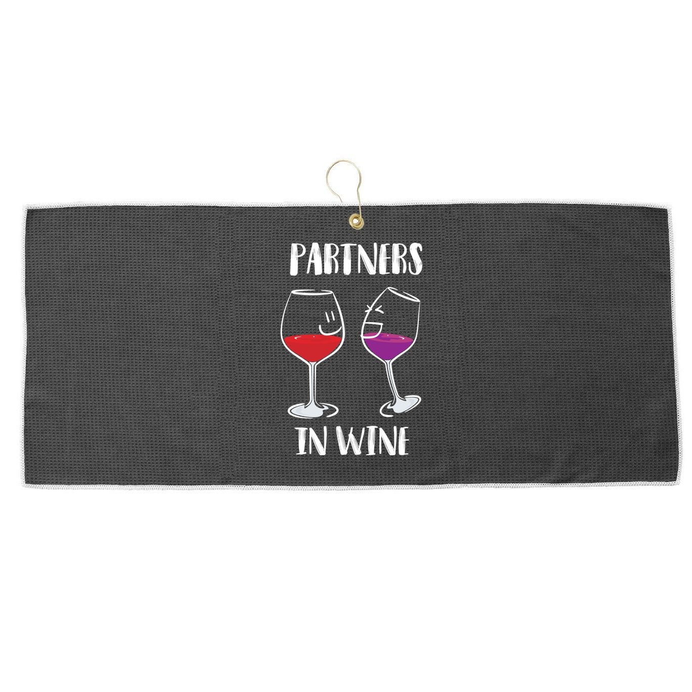 Partners In Wine Cool Wine Ers Gift Large Microfiber Waffle Golf Towel