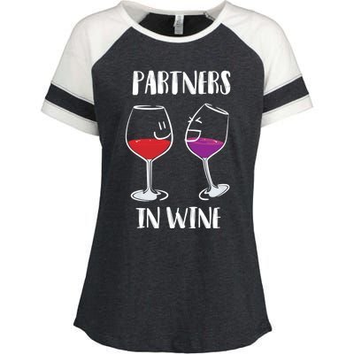 Partners In Wine Cool Wine Ers Gift Enza Ladies Jersey Colorblock Tee