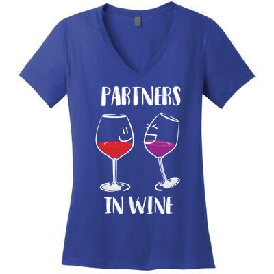 Partners In Wine Cool Wine Ers Gift Women's V-Neck T-Shirt