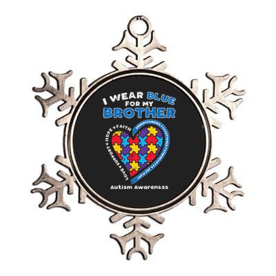 Puzzle I Wear Blue For My Brother Autism Awareness Family Metallic Star Ornament