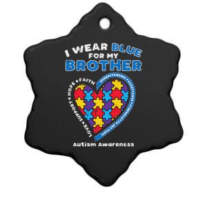 Puzzle I Wear Blue For My Brother Autism Awareness Family Ceramic Star Ornament