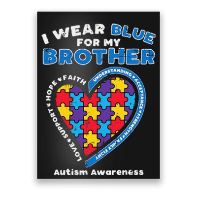 Puzzle I Wear Blue For My Brother Autism Awareness Family Poster