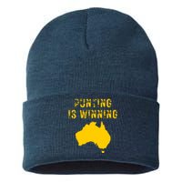 Punting Is Winning Iowa I Cheer For The Punter Sustainable Knit Beanie