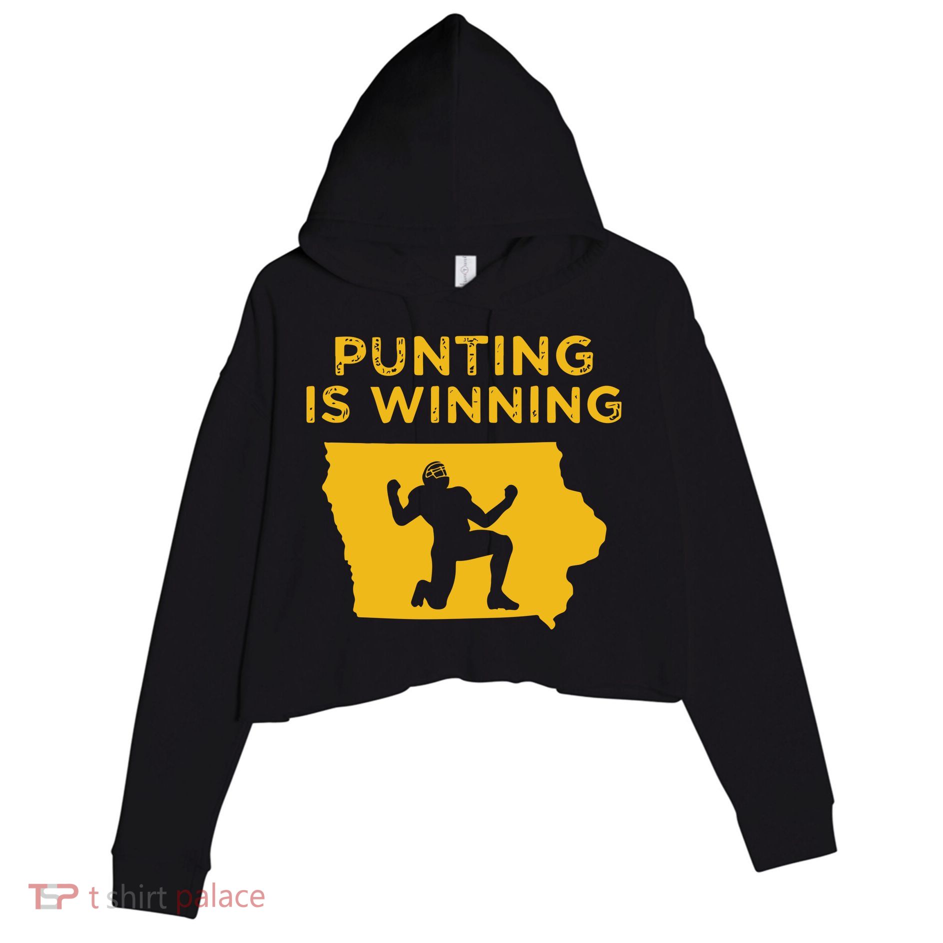 Punting Is Winning Iowa I Cheer For The Punter Crop Fleece Hoodie