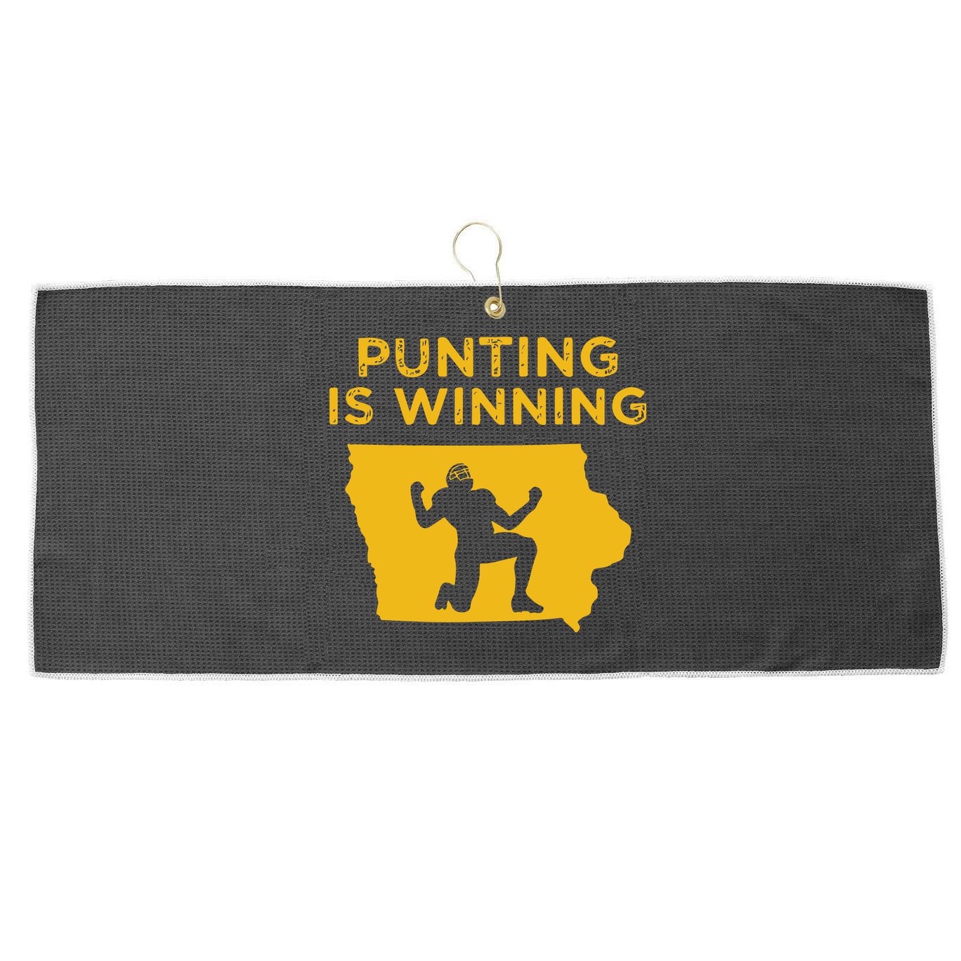Punting Is Winning Iowa I Cheer For The Punter Large Microfiber Waffle Golf Towel
