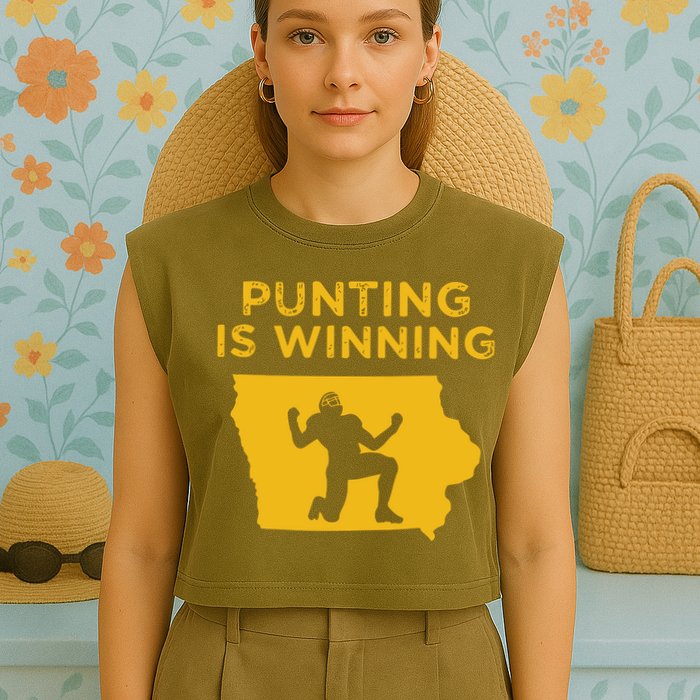Punting Is Winning Iowa I Cheer For The Punter Garment-Dyed Women's Muscle Tee