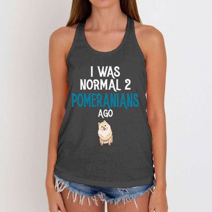 Pomeranian I was normal two Pomeranians ago Women's Knotted Racerback Tank