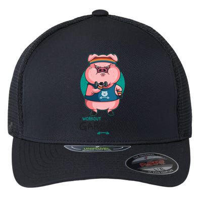 Pig I Workout So I Can Eat Garbage Weightlifting Gift Flexfit Unipanel Trucker Cap