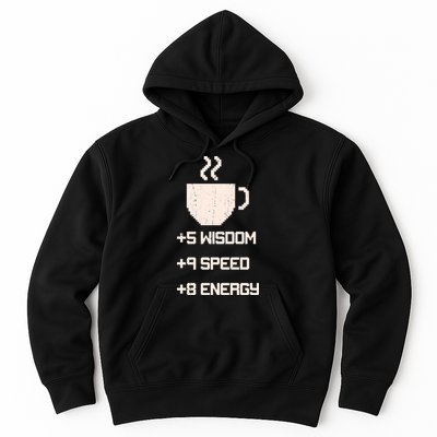 Pixel Coffee Power Up Wisdom Speed Energy Hoodie