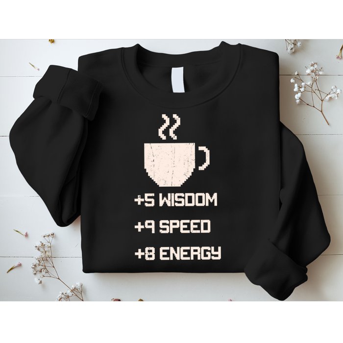 Pixel Coffee Power Up Wisdom Speed Energy Sweatshirt
