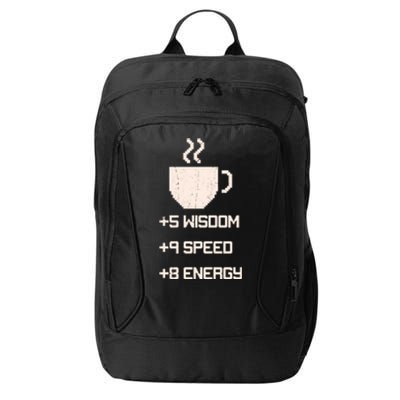 Pixel Coffee Power Up Wisdom Speed Energy City Backpack