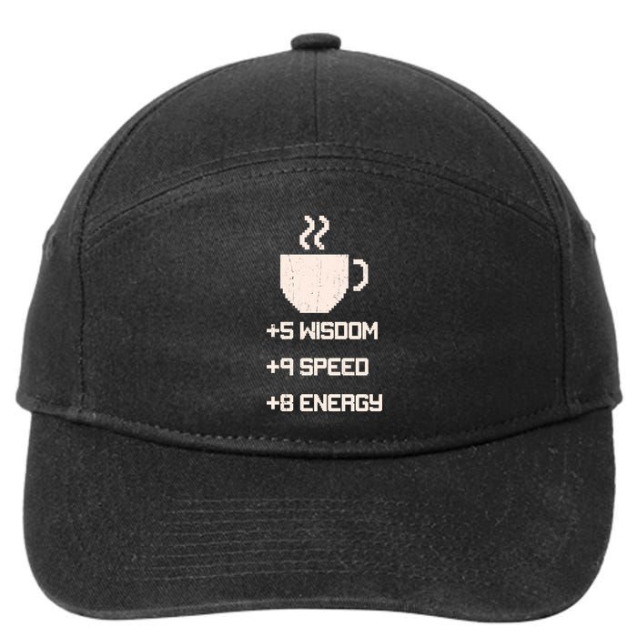 Pixel Coffee Power Up Wisdom Speed Energy 7-Panel Snapback Hat