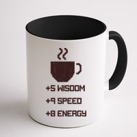 Pixel Coffee Power Up Wisdom Speed Energy Mug