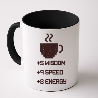 Pixel Coffee Power Up Wisdom Speed Energy Mug