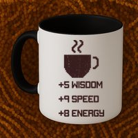 Pixel Coffee Power Up Wisdom Speed Energy Mug