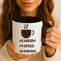 Pixel Coffee Power Up Wisdom Speed Energy Mug