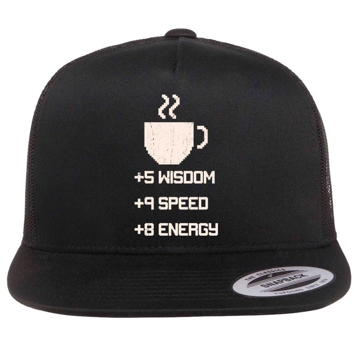 Pixel Coffee Power Up Wisdom Speed Energy Flatbill Hat