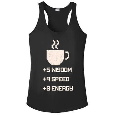 Pixel Coffee Power Up Wisdom Speed Energy Ladies PosiCharge Competitor Racerback Tank