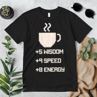 Pixel Coffee Power Up Wisdom Speed Energy Premium T-Shirt