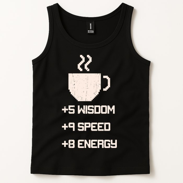 Pixel Coffee Power Up Wisdom Speed Energy Tank Top