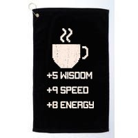 Pixel Coffee Power Up Wisdom Speed Energy Golf Towel
