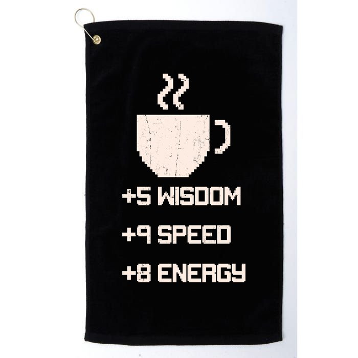 Pixel Coffee Power Up Wisdom Speed Energy Golf Towel