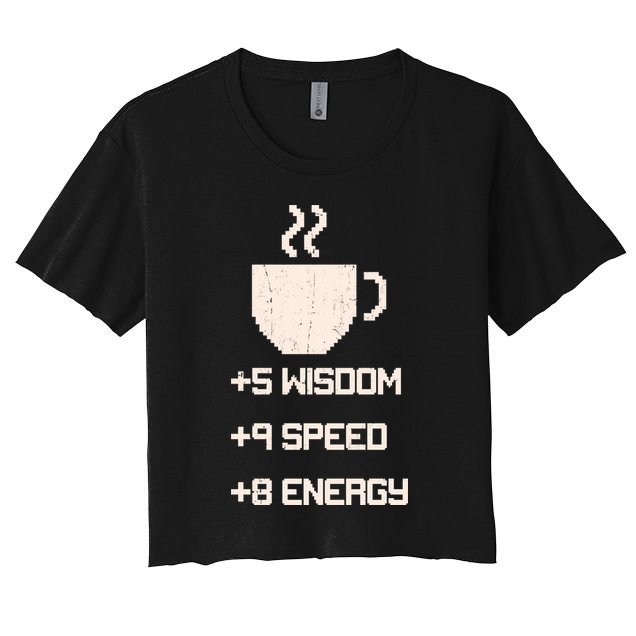 Pixel Coffee Power Up Wisdom Speed Energy Crop Top