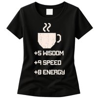 Pixel Coffee Power Up Wisdom Speed Energy Womens T-Shirt