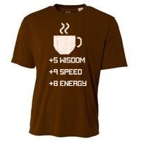 Pixel Coffee Power Up Wisdom Speed Energy Cooling Performance Crew T-Shirt