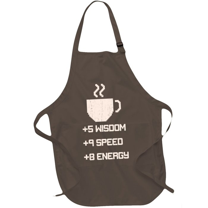 Pixel Coffee Power Up Wisdom Speed Energy Apron