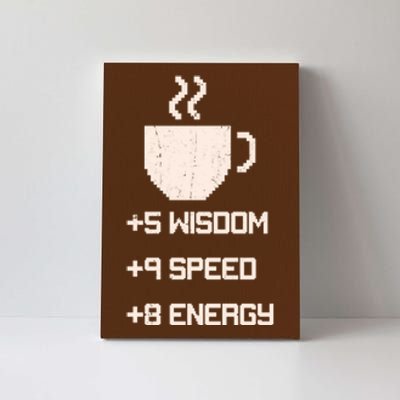 Pixel Coffee Power Up Wisdom Speed Energy Canvas