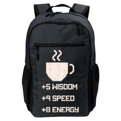 Pixel Coffee Power Up Wisdom Speed Energy Daily Commute Backpack