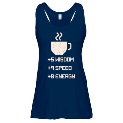 Pixel Coffee Power Up Wisdom Speed Energy Ladies Essential Flowy Tank