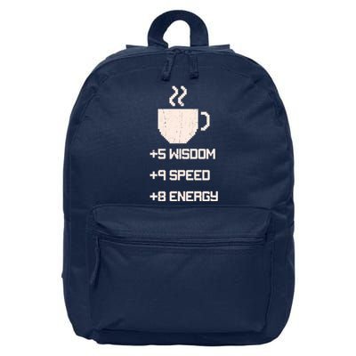 Pixel Coffee Power Up Wisdom Speed Energy 16 in Basic Backpack