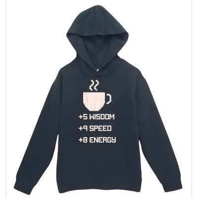 Pixel Coffee Power Up Wisdom Speed Energy Urban Pullover Hoodie