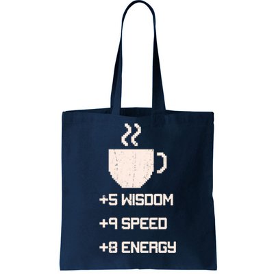 Pixel Coffee Power Up Wisdom Speed Energy Tote Bag