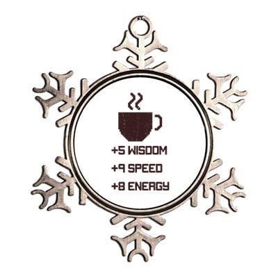 Pixel Coffee Power Up Wisdom Speed Energy Metallic Star Ornament