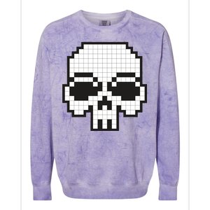 Pixel Video Game Death Skull Colorblast Crewneck Sweatshirt