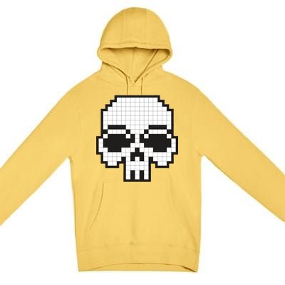 Pixel Video Game Death Skull Premium Pullover Hoodie