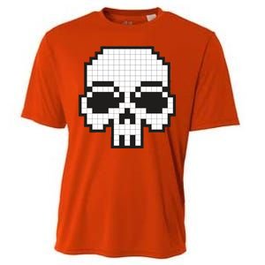 Pixel Video Game Death Skull Cooling Performance Crew T-Shirt