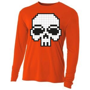 Pixel Video Game Death Skull Cooling Performance Long Sleeve Crew