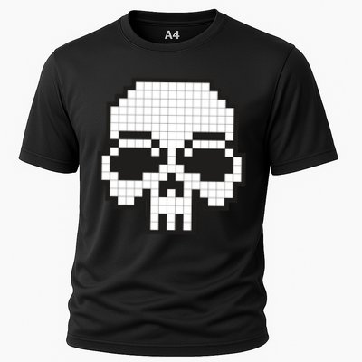 Pixel Video Game Death Skull Cooling Performance Crew T-Shirt