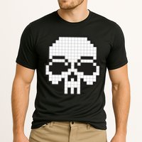 Pixel Video Game Death Skull Cooling Performance Crew T-Shirt