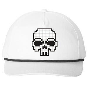 Pixel Video Game Death Skull Snapback Five-Panel Rope Hat