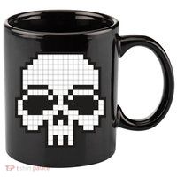 Pixel Video Game Death Skull 11oz C Handle Ceramic Mug