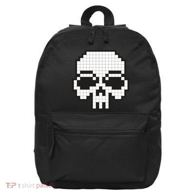 Pixel Video Game Death Skull 16 in Basic Backpack